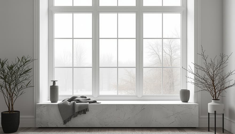 низкий подоконник из камня